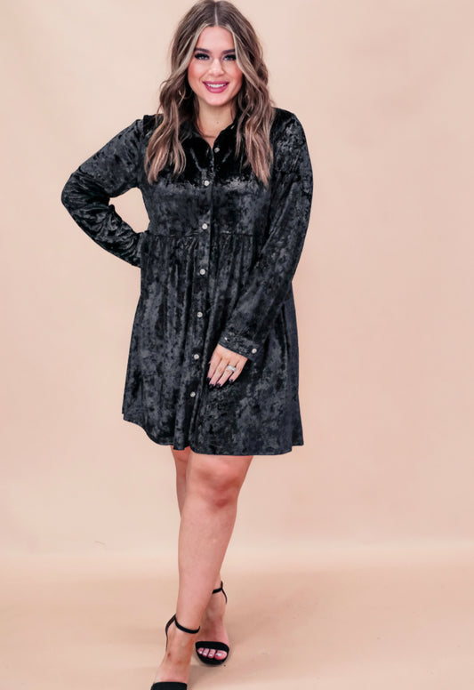 Black Velvet Holiday Vibe Dress